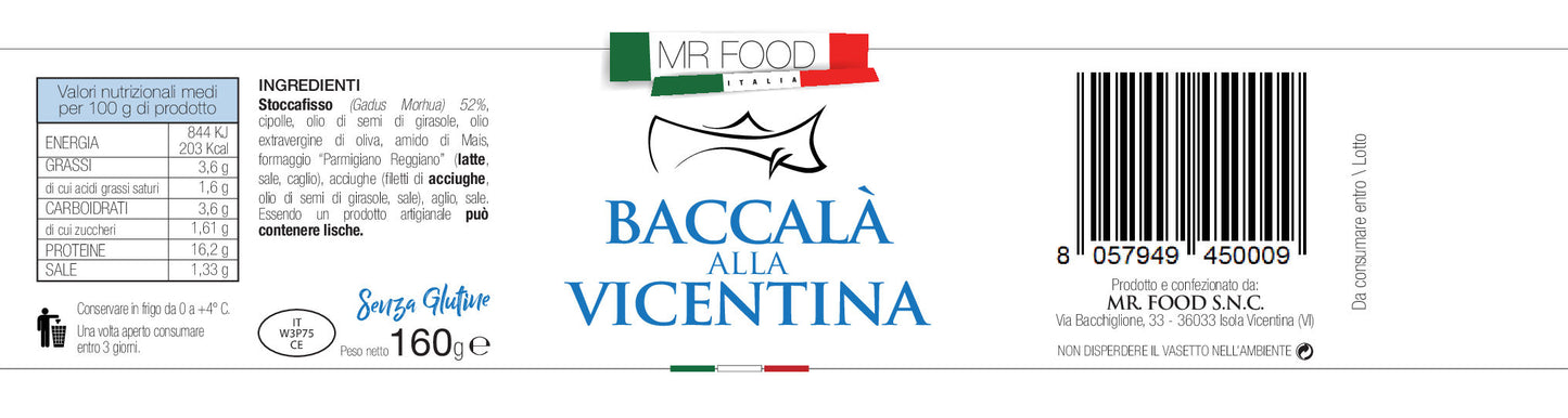 MRFOOD Baccalà alla Vicentina - SENZA GLUTINE