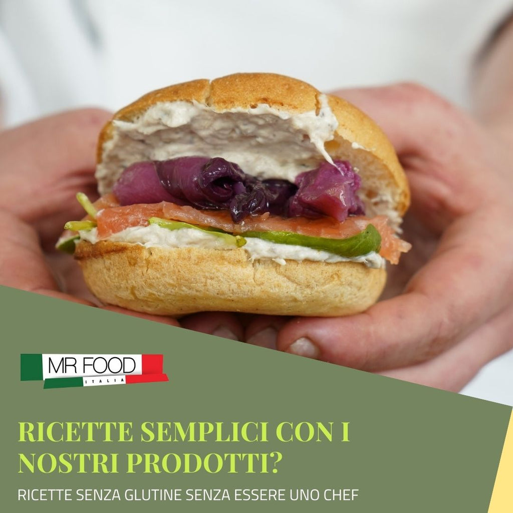 RICETTE SENZA GLUTINE SENZA ESSERE UNO CHEF - Sandwich salmone marinato, radicchio sott'olio e baccalà mantecato alle olive taggiasche